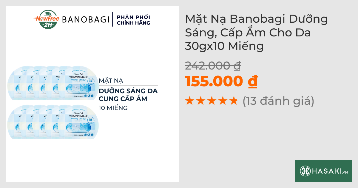 Combo 10 Mặt Nạ Banobagi Dưỡng Sáng, Cấp Ẩm Cho Da 30g