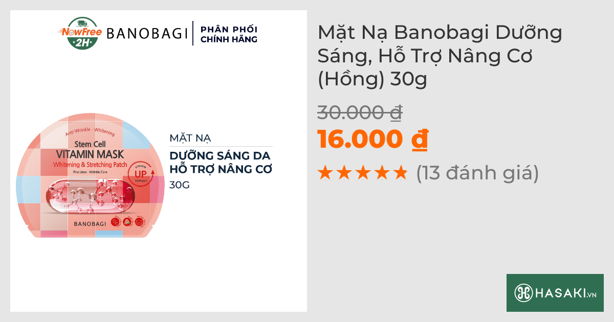 Mặt Nạ Banobagi Dưỡng Sáng, Hỗ Trợ Nâng Cơ (Hồng) 30g