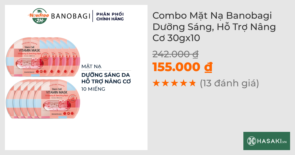 Combo 10 Mặt Nạ Banobagi Dưỡng Sáng, Hỗ Trợ Nâng Cơ 30g