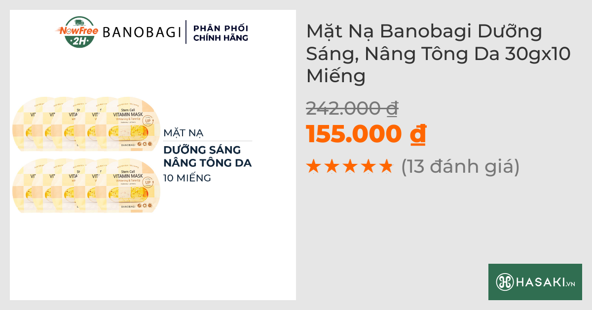 Combo 10 Mặt Nạ Banobagi Dưỡng Sáng, Nâng Tông Da 30g