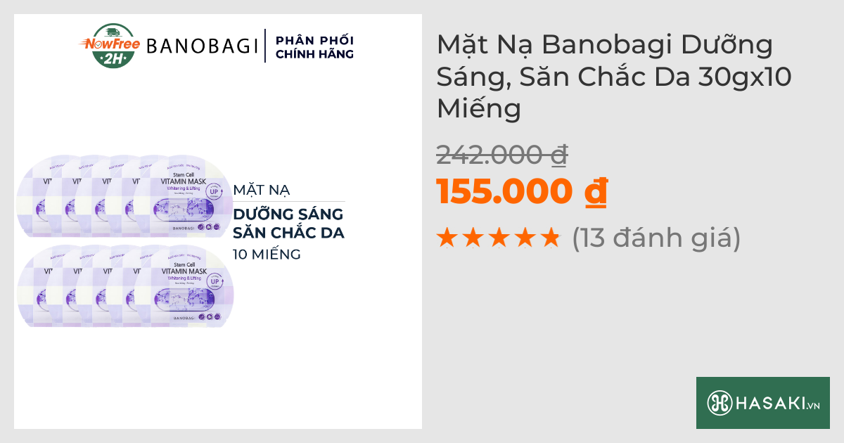 Combo 10 Mặt Nạ Banobagi Dưỡng Sáng, Săn Chắc Da 30g