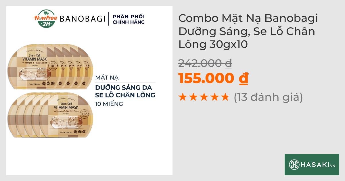 Combo 10 Mặt Nạ Banobagi Dưỡng Sáng, Se Lỗ Chân Lông 30g