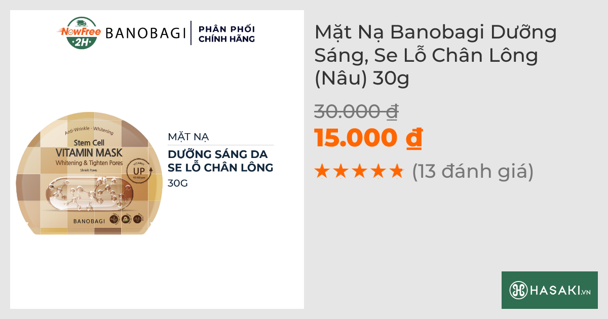 Mặt Nạ Banobagi Dưỡng Sáng, Se Lỗ Chân Lông (Nâu) 30g