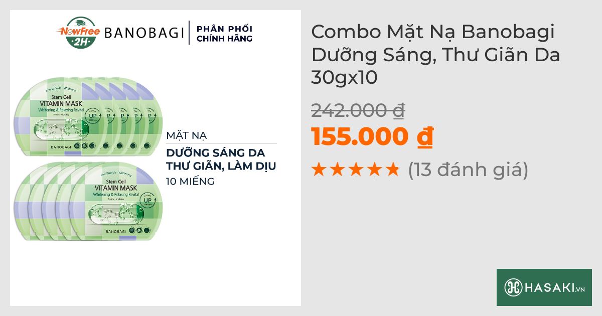 Combo 10 Mặt Nạ Banobagi Dưỡng Sáng, Thư Giãn Da 30g