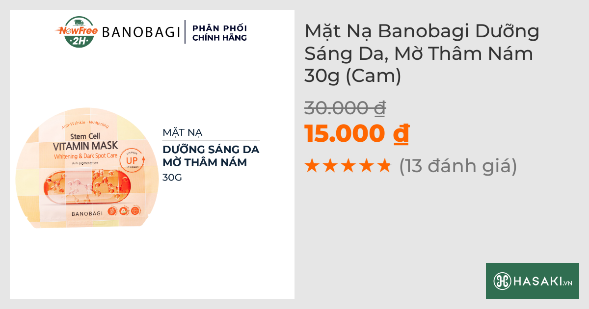 Mặt Nạ Banobagi Dưỡng Sáng Da, Mờ Thâm Nám 30g (Cam)