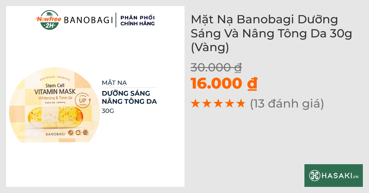 Mặt Nạ Banobagi Dưỡng Sáng Và Nâng Tông Da 30g (Vàng)