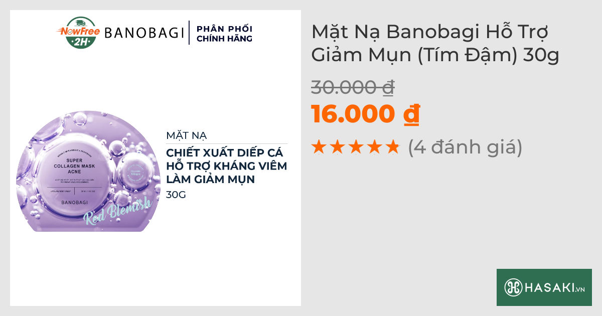 Mặt Nạ Banobagi Hỗ Trợ Giảm Mụn (Tím Đậm) 30g