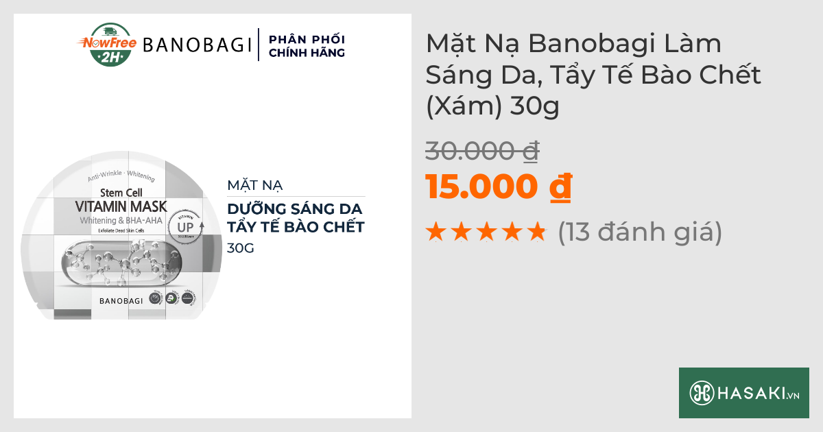 Mặt Nạ Banobagi Làm Sáng Da, Tẩy Tế Bào Chết (Xám) 30g