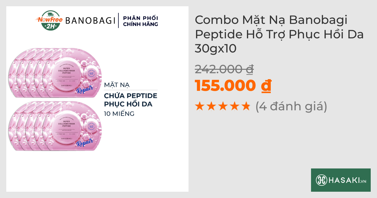 Combo 10 Mặt Nạ Banobagi Peptide Hỗ Trợ Phục Hồi Da 30g