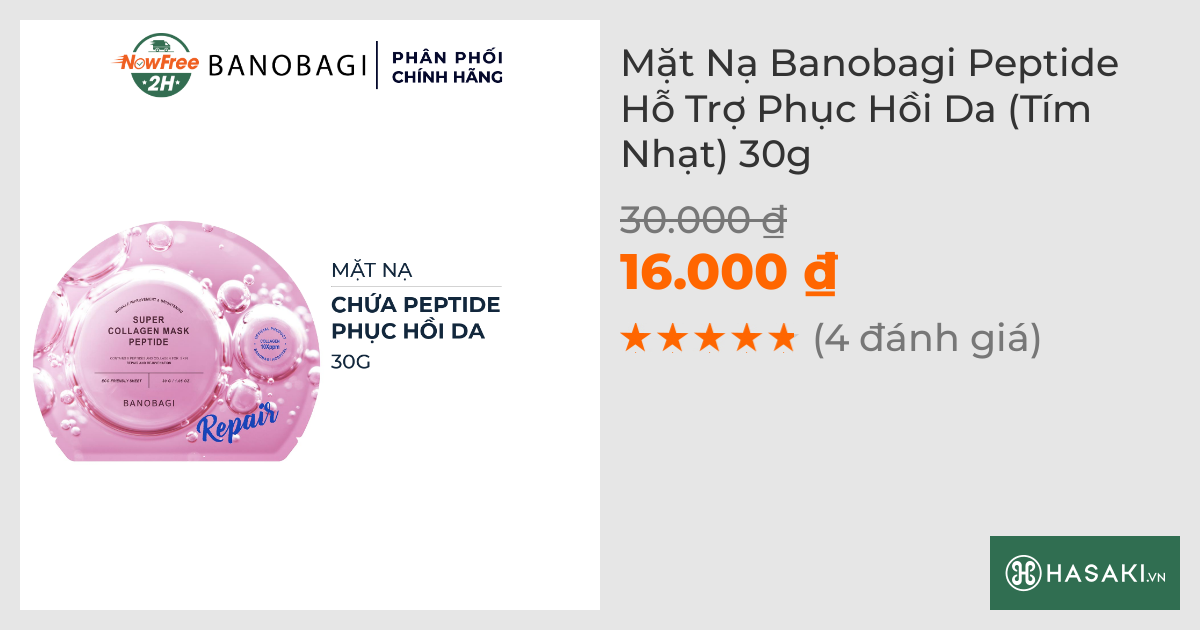 Mặt Nạ Banobagi Peptide Hỗ Trợ Phục Hồi Da (Tím Nhạt) 30g