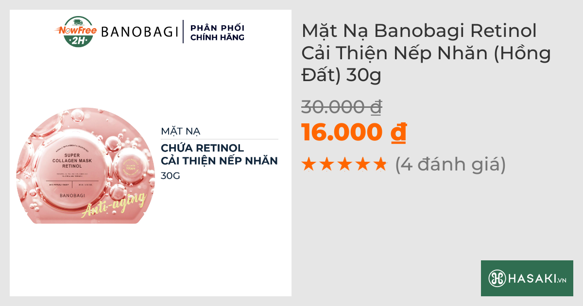 Mặt Nạ Banobagi Retinol Cải Thiện Nếp Nhăn (Hồng Đất) 30g