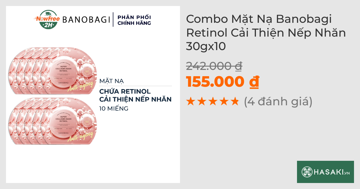 Combo 10 Mặt Nạ Banobagi Retinol Cải Thiện Nếp Nhăn 30g