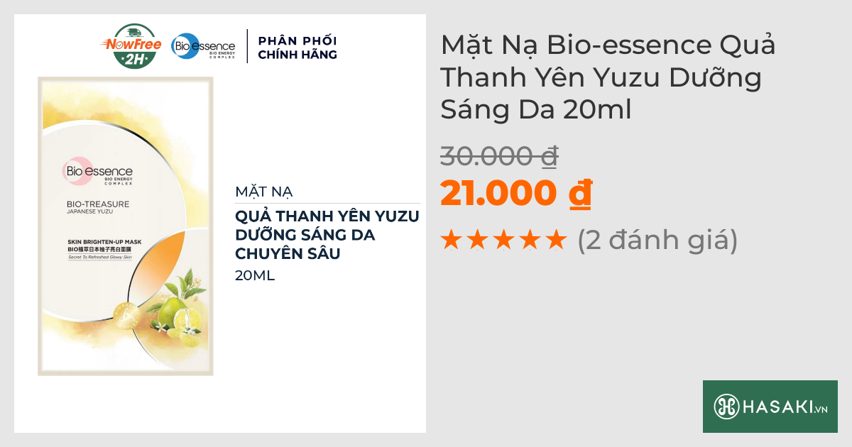 Mặt Nạ Bio-essence Quả Thanh Yên Yuzu Dưỡng Sáng Da 20ml