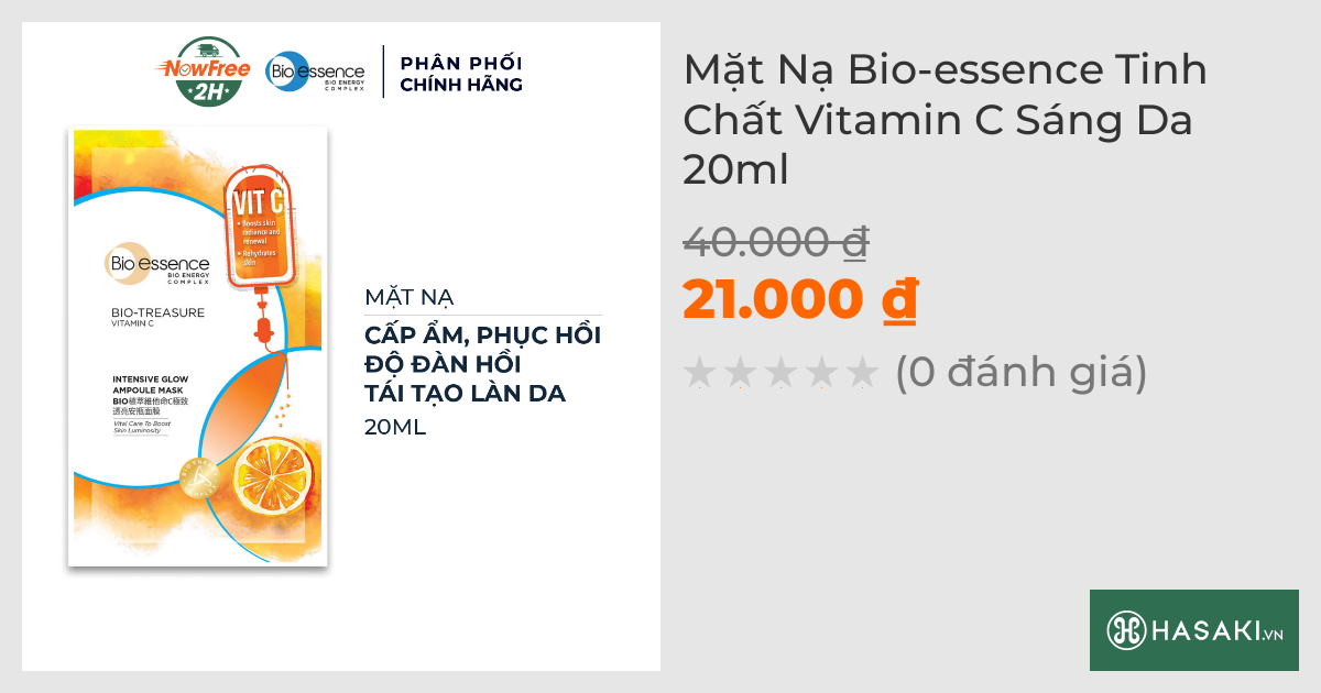 Mặt Nạ Bio-essence Tinh Chất Vitamin C Sáng Da 20ml