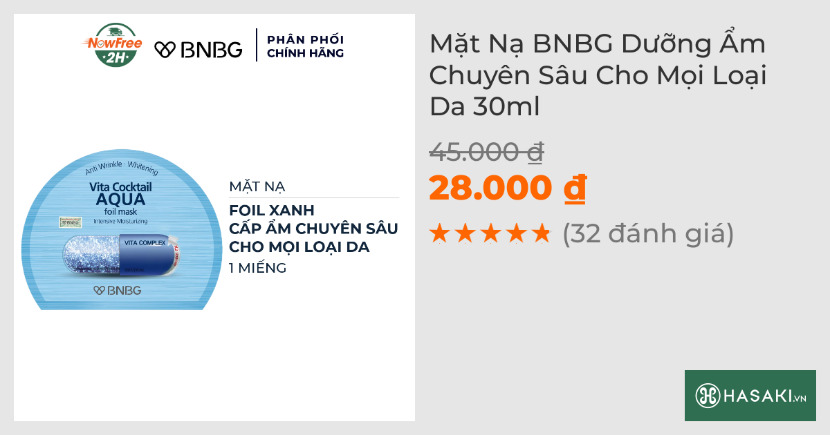 Mặt Nạ BNBG Dưỡng Ẩm Chuyên Sâu Cho Mọi Loại Da 30ml