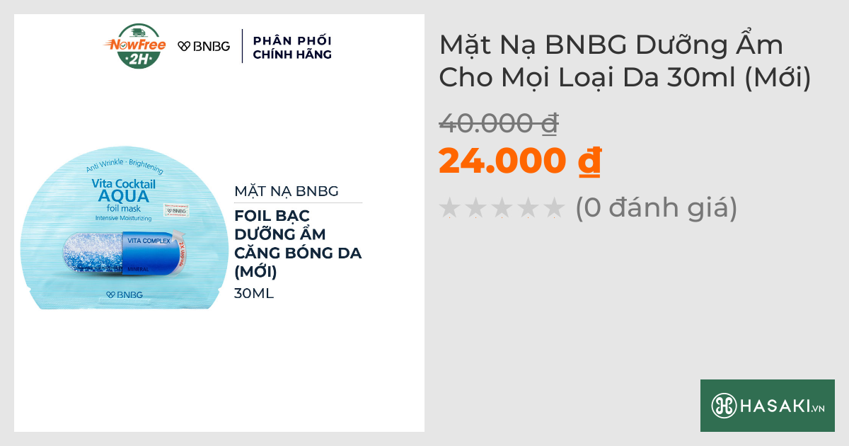 Mặt Nạ BNBG Dưỡng Ẩm Cho Mọi Loại Da 30ml (Mới)