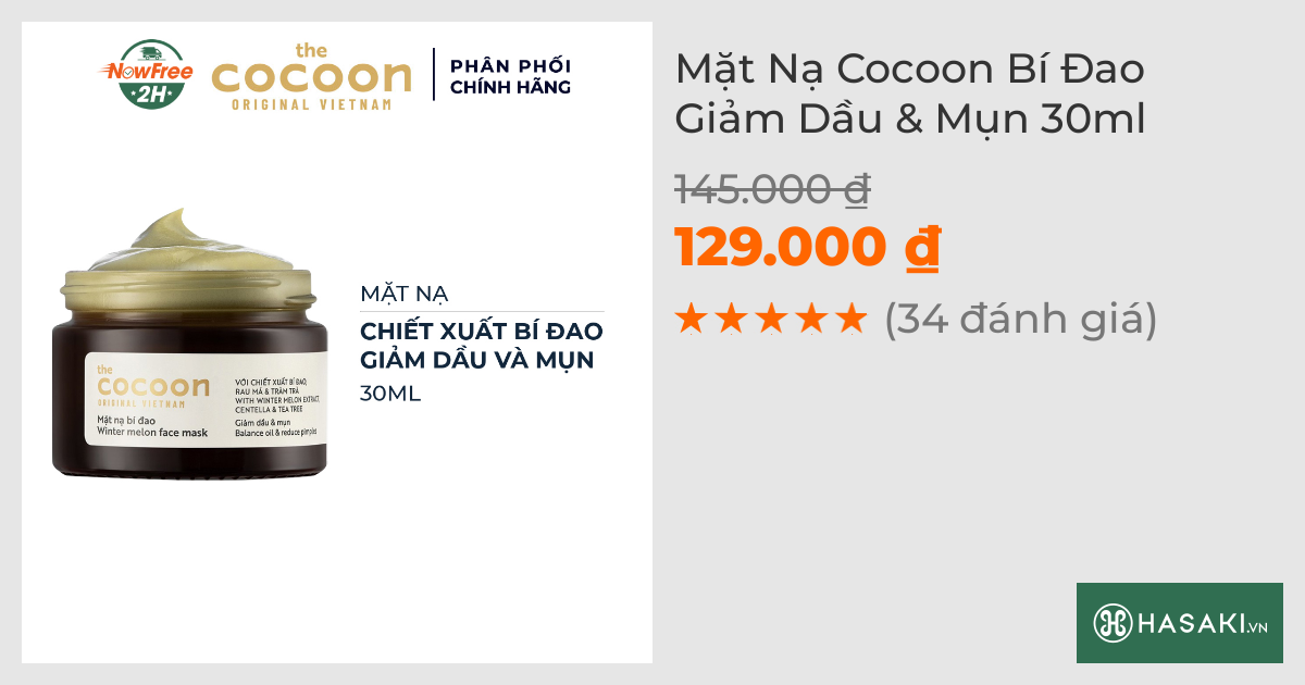 Mặt Nạ Cocoon Bí Đao Giảm Dầu & Mụn 30ml