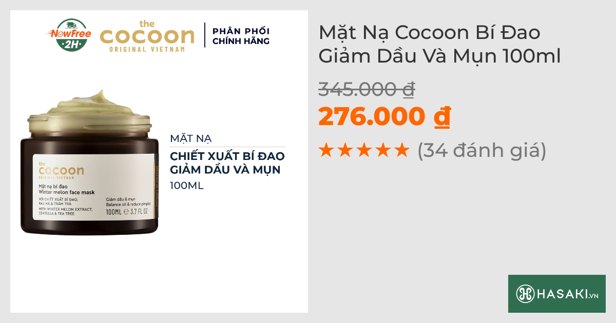 Mặt Nạ Cocoon Bí Đao Giảm Dầu Và Mụn 100ml