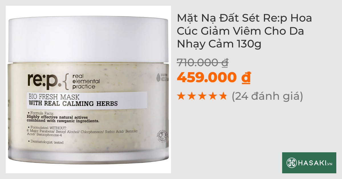 Mặt Nạ Đất Sét Re:p Hoa Cúc Giảm Viêm Cho Da Nhạy Cảm 130g