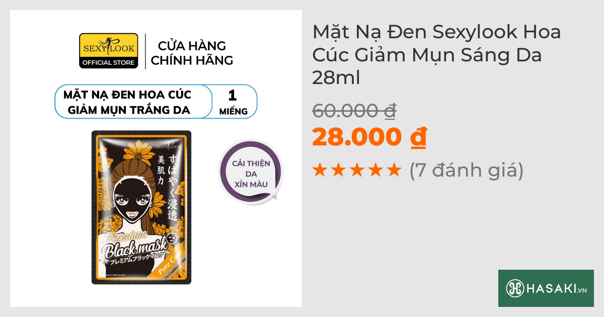 Mặt Nạ Đen Sexylook Hoa Cúc Giảm Mụn Sáng Da 28ml