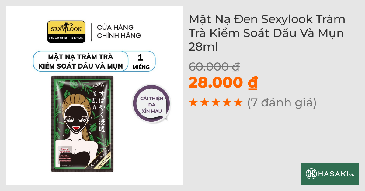 Mặt Nạ Đen Sexylook Tràm Trà Kiểm Soát Dầu Và Mụn 28ml