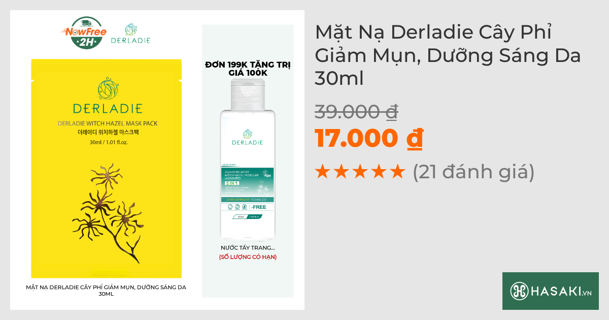 Mặt Nạ Derladie Cây Phỉ Giảm Mụn, Dưỡng Sáng Da 30ml