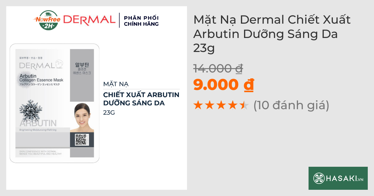 Mặt Nạ Dermal Chiết Xuất Arbutin Dưỡng Sáng Da 23g