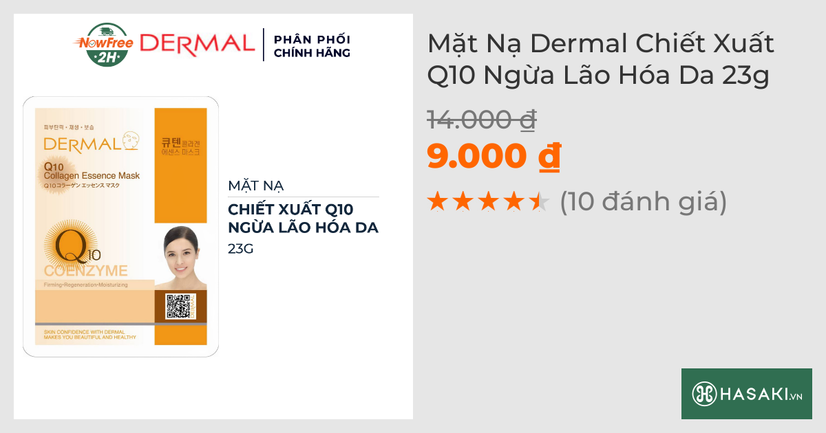 Mặt Nạ Dermal Chiết Xuất Q10 Ngừa Lão Hóa Da 23g