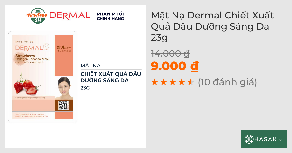 Mặt Nạ Dermal Chiết Xuất Quả Dâu Dưỡng Sáng Da 23g