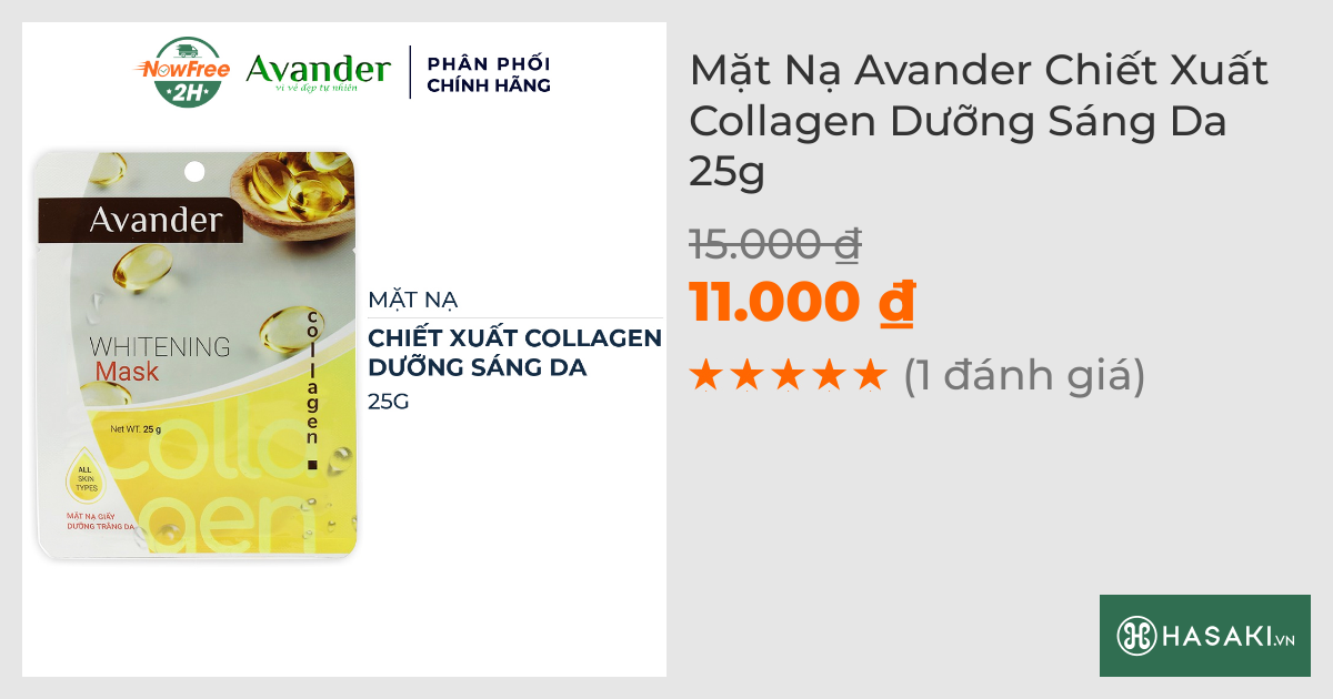 Mặt Nạ Avander Chiết Xuất Collagen Dưỡng Sáng Da 25g