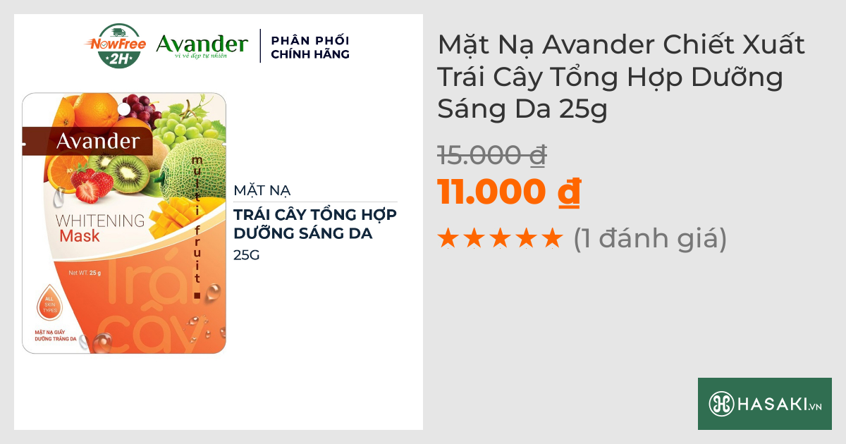 Mặt Nạ Avander Chiết Xuất Trái Cây Tổng Hợp Dưỡng Sáng Da 25g