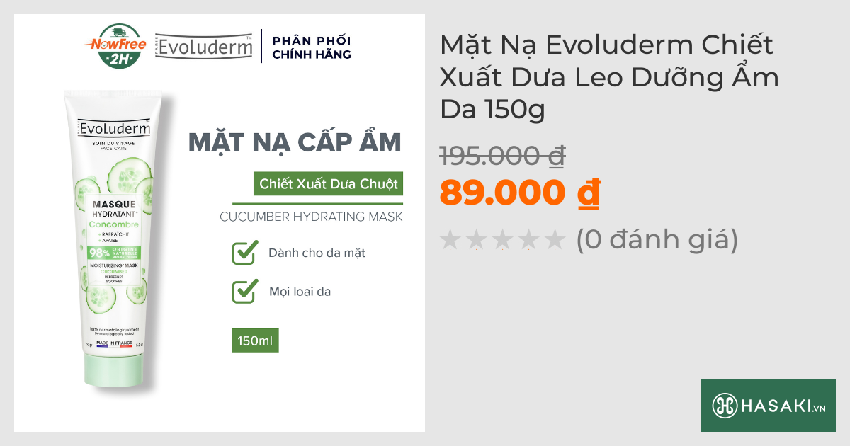 Mặt Nạ Evoluderm Chiết Xuất Dưa Leo Dưỡng Ẩm Da 150g