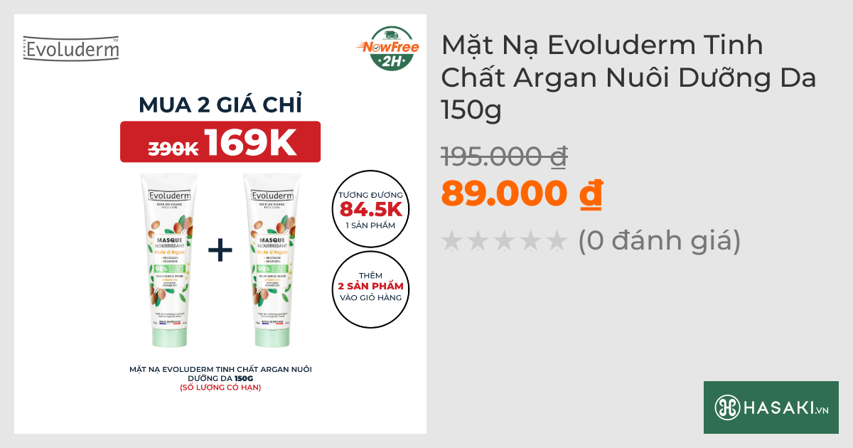 Mặt Nạ Evoluderm Tinh Chất Argan Nuôi Dưỡng Da 150g