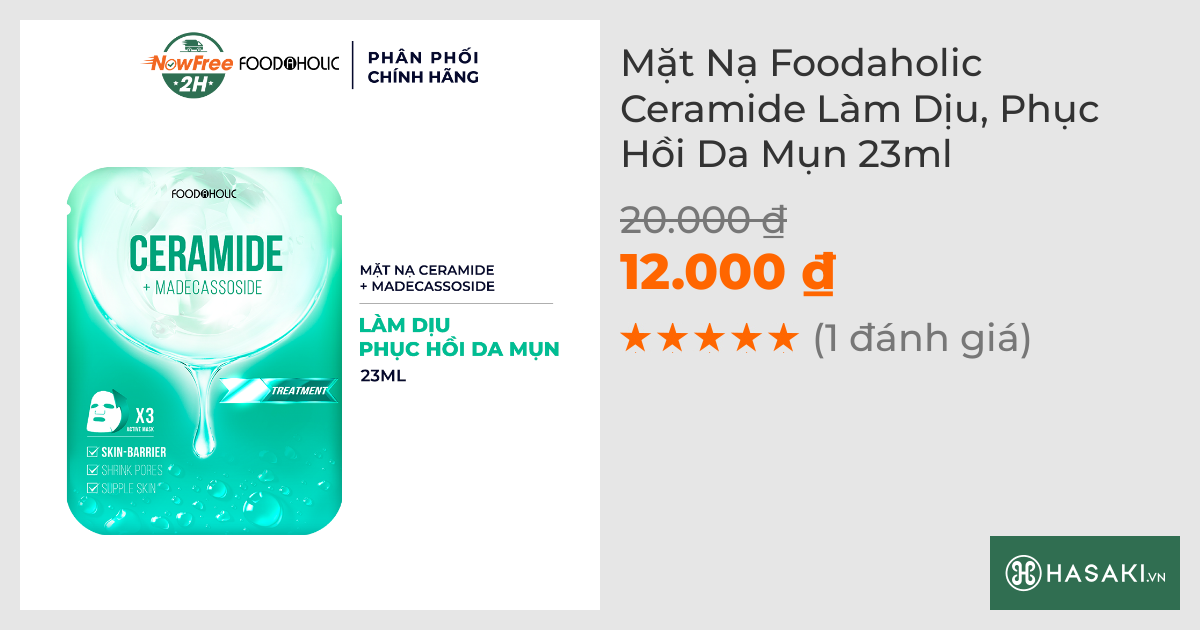 Mặt Nạ Foodaholic Ceramide Làm Dịu, Phục Hồi Da Mụn 23ml