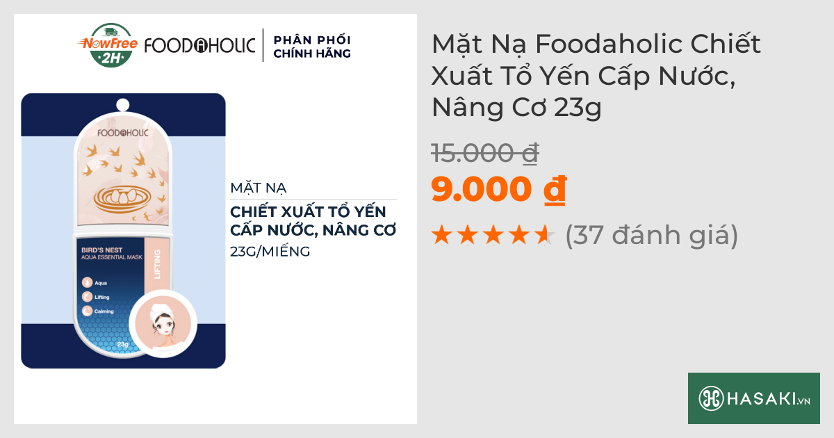 Mặt Nạ Foodaholic Chiết Xuất Tổ Yến Cấp Nước, Nâng Cơ 23g