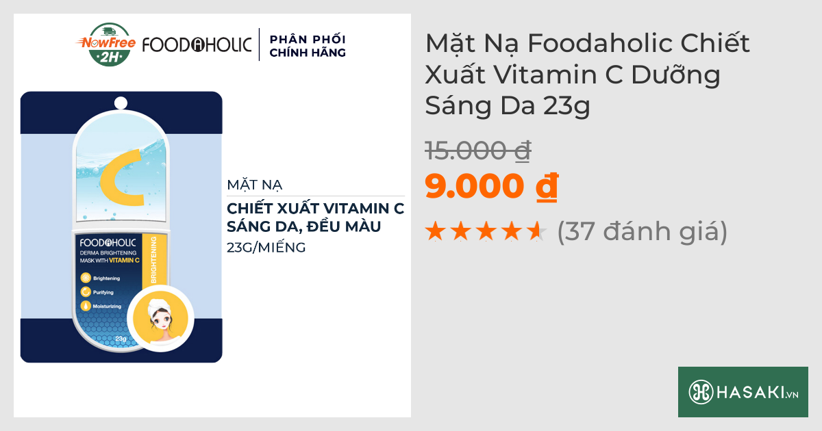 Mặt Nạ Foodaholic Chiết Xuất Vitamin C Dưỡng Sáng Da 23g