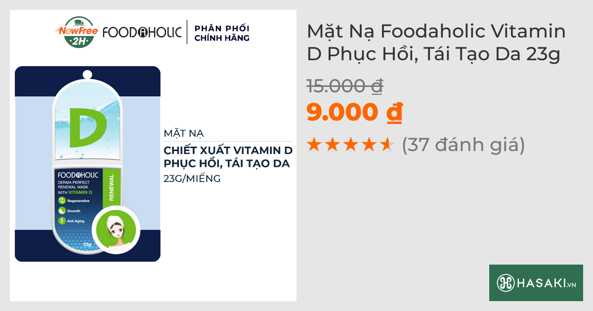 Mặt Nạ Foodaholic Vitamin D Phục Hồi, Tái Tạo Da 23g