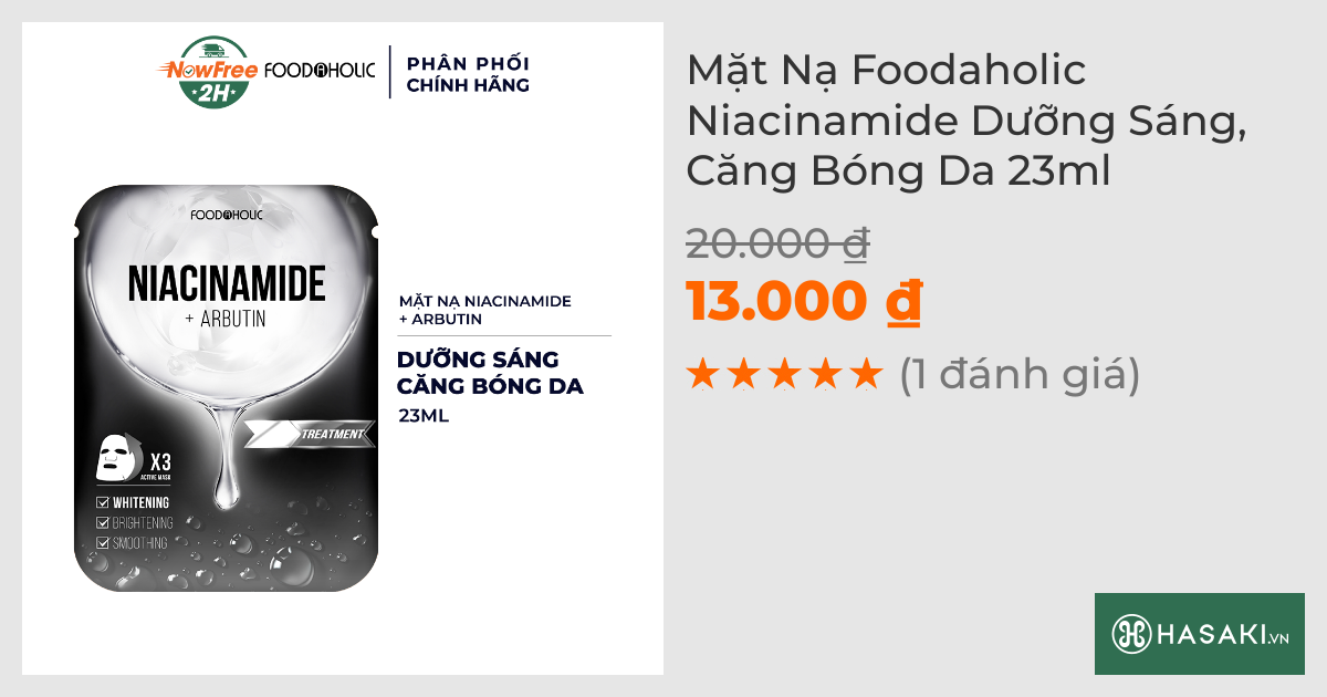 Mặt Nạ Foodaholic Niacinamide Dưỡng Sáng, Căng Bóng Da 23ml