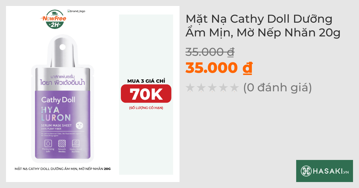 Mặt Nạ Cathy Doll Dưỡng Ẩm Mịn, Mờ Nếp Nhăn 20g