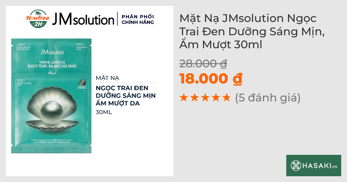 Mặt Nạ JMsolution Ngọc Trai Đen Dưỡng Sáng Mịn, Ẩm Mượt 30ml