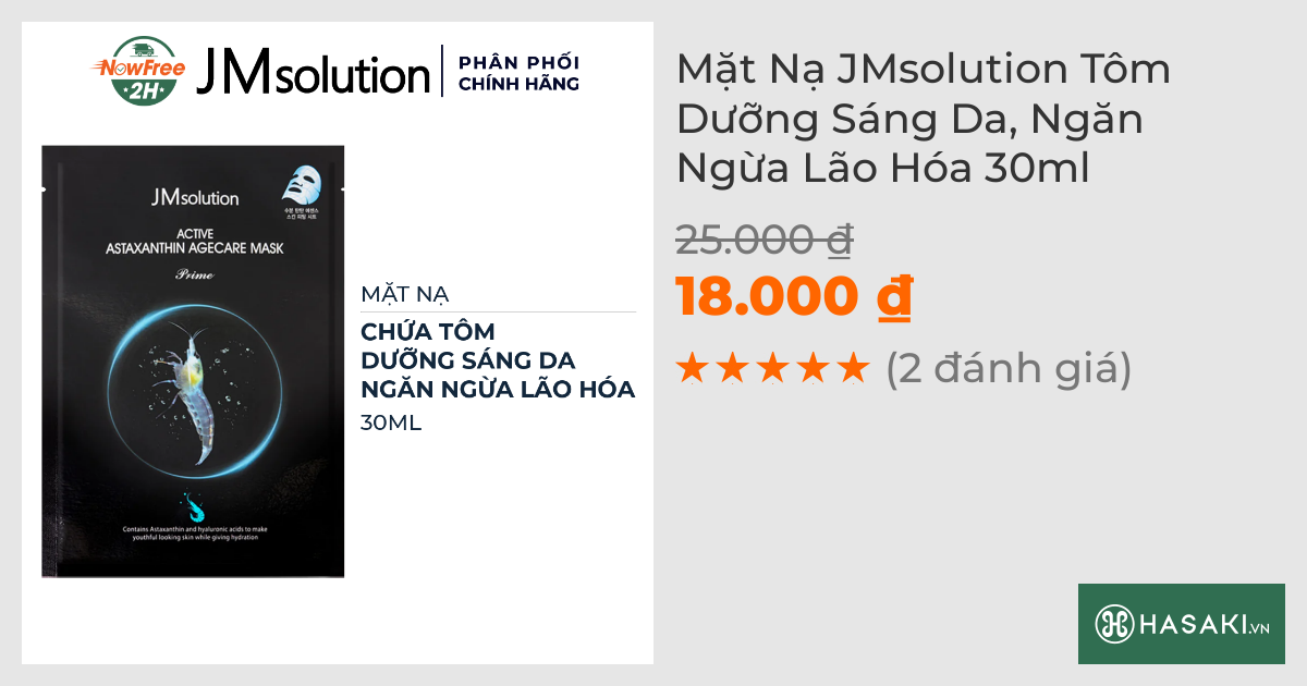 Mặt Nạ JMsolution Tôm Dưỡng Sáng Da, Ngăn Ngừa Lão Hóa 30ml