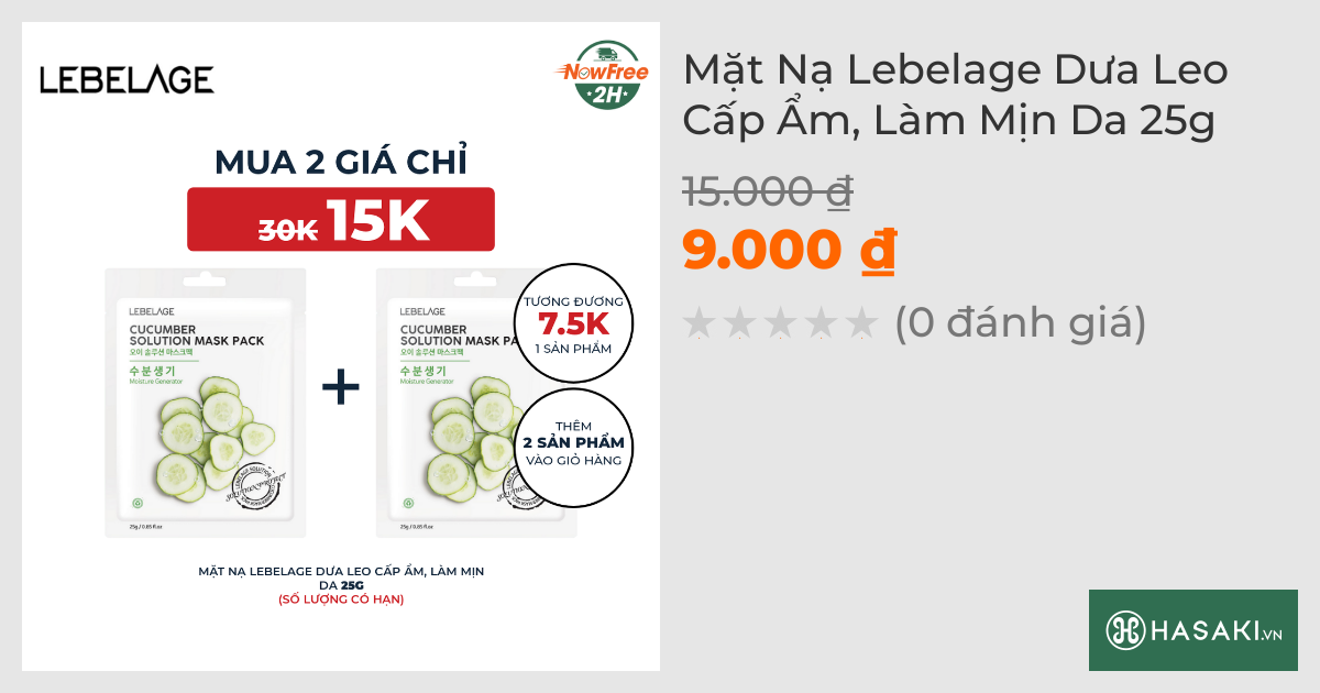 Mặt Nạ Lebelage Dưa Leo Cấp Ẩm, Làm Mịn Da 25g