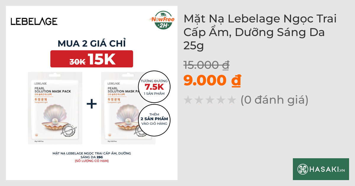 Mặt Nạ Lebelage Ngọc Trai Cấp Ẩm, Dưỡng Sáng Da 25g