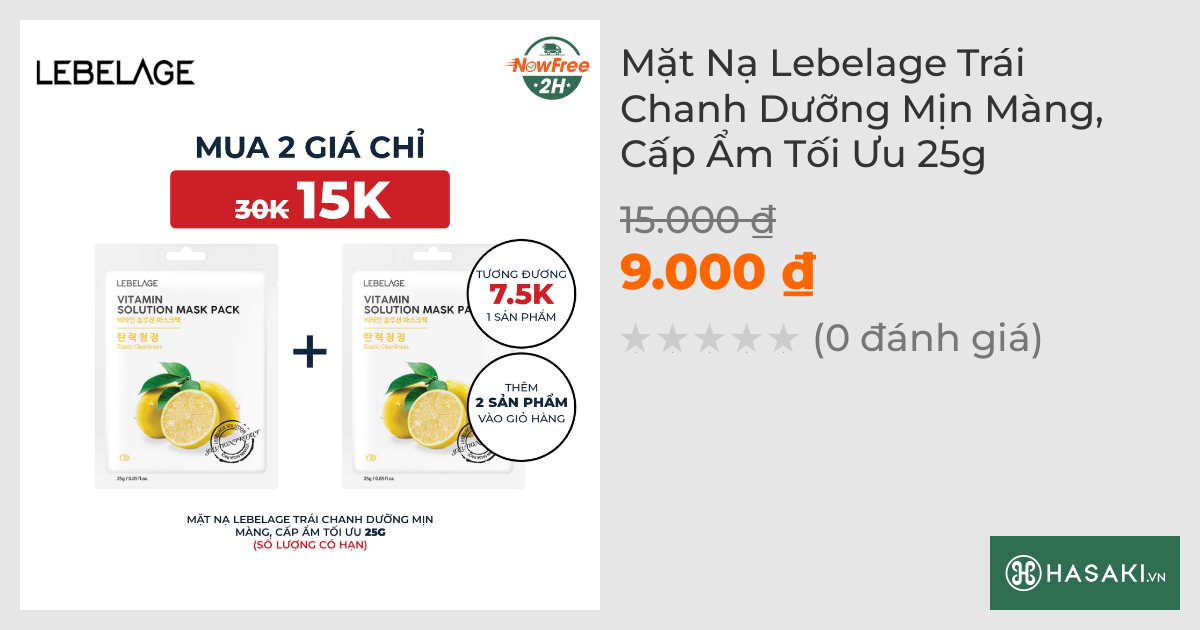 Mặt Nạ Lebelage Trái Chanh Dưỡng Mịn Màng, Cấp Ẩm Tối Ưu 25g