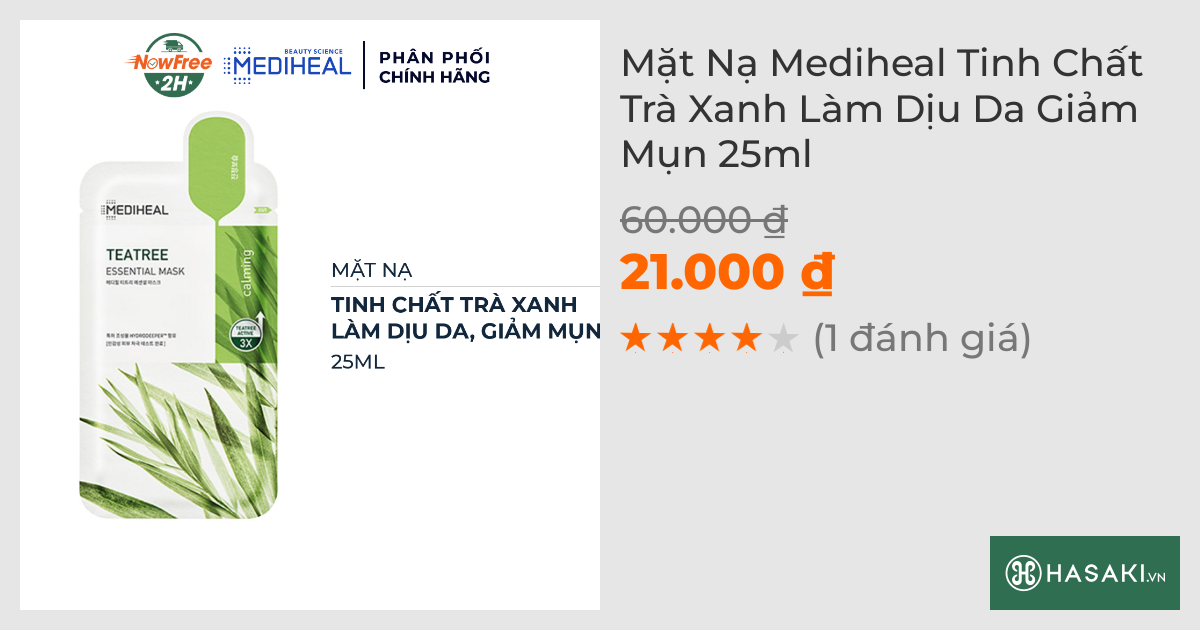 Mặt Nạ Mediheal Tinh Chất Trà Xanh Làm Dịu Da Giảm Mụn 24ml