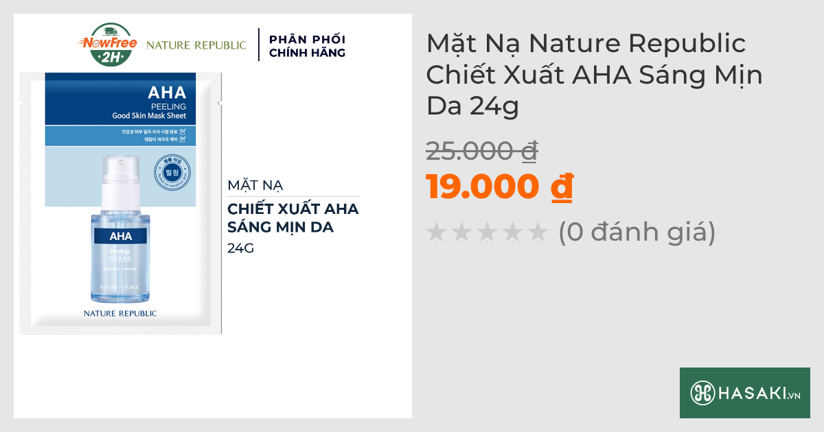 Mặt Nạ Nature Republic Chiết Xuất AHA Sáng Mịn Da 24g