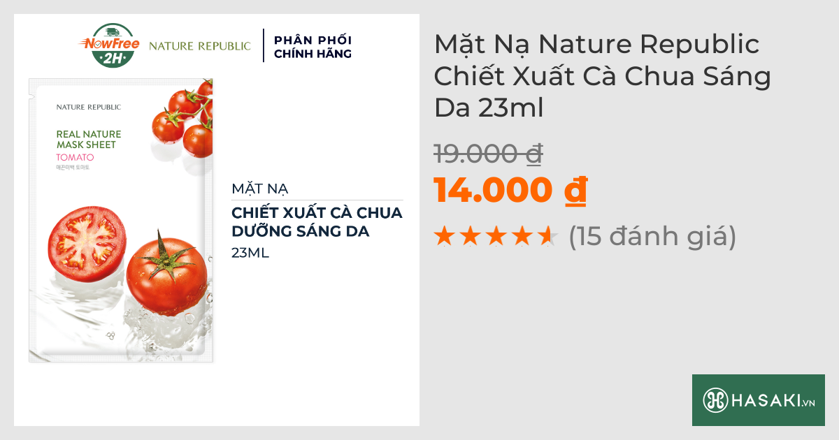 Mặt Nạ Nature Republic Chiết Xuất Cà Chua Sáng Da 23ml