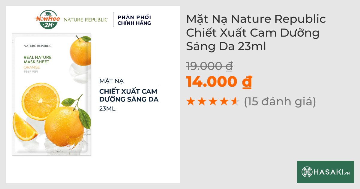 Mặt Nạ Nature Republic Chiết Xuất Cam Dưỡng Sáng Da 23ml