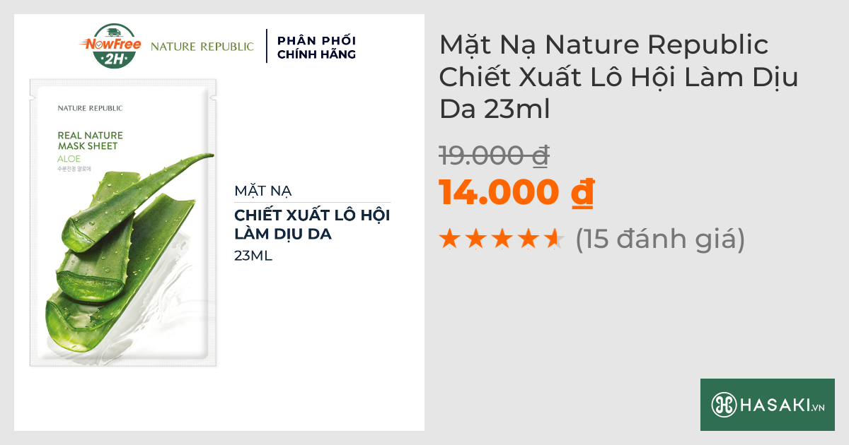 Mặt Nạ Nature Republic Chiết Xuất Lô Hội Làm Dịu Da 23ml