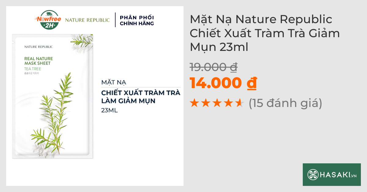 Mặt Nạ Nature Republic Chiết Xuất Tràm Trà Giảm Mụn 23ml